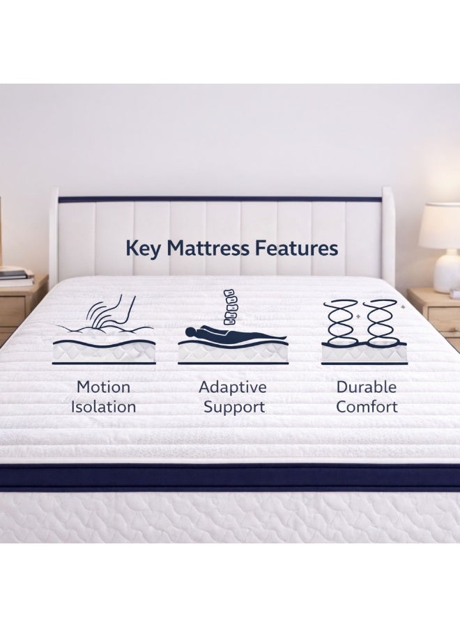 Rexal Home Delux 30 cm Pillow Top Bonnell Spring Mattress – Firm Ortho Medical Support, Motion Isolation, Spine Balance & Pressure Relief, King Size 180 × 200 cm - Image 3